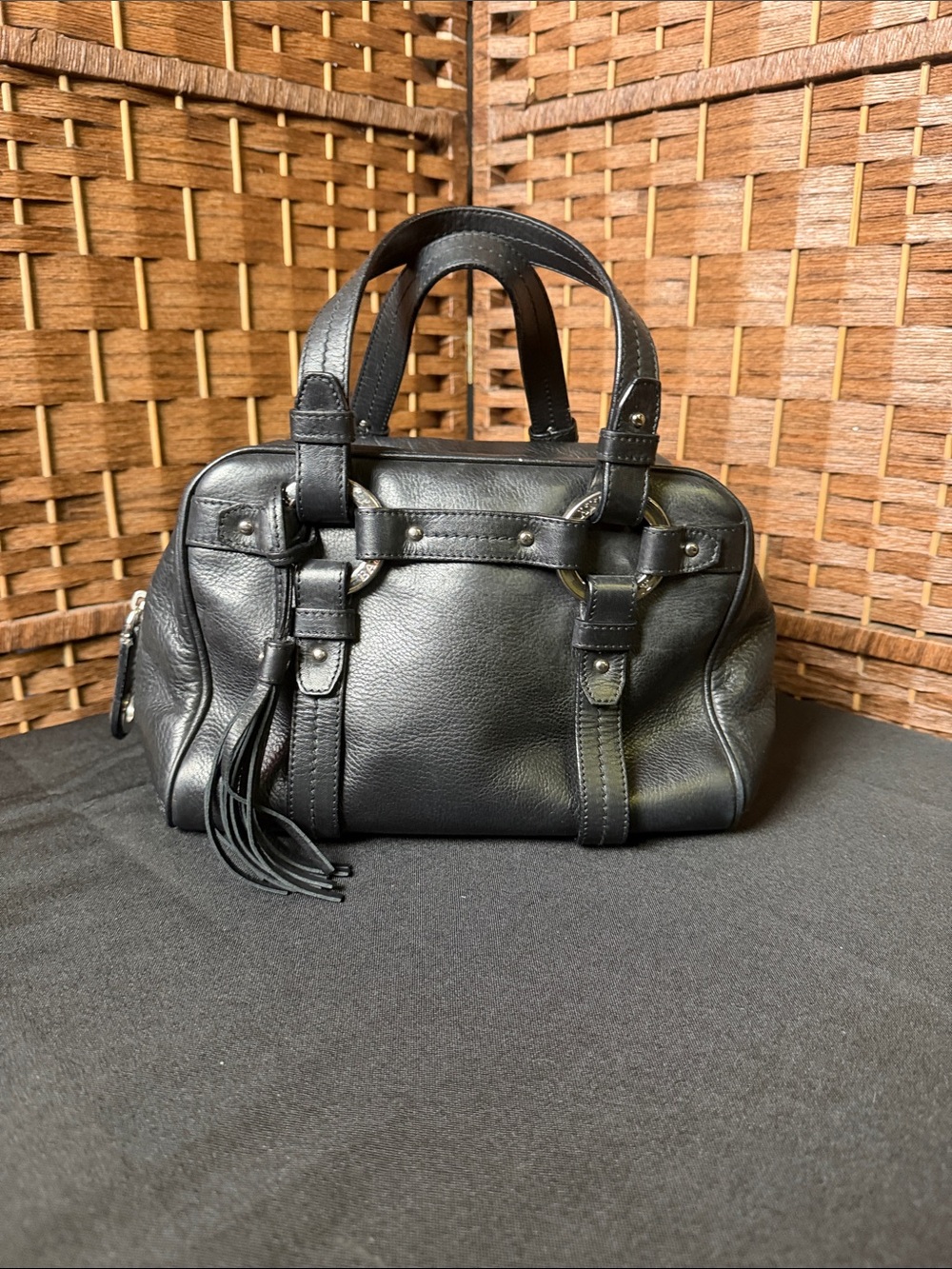 Bally Classic Black Leather Satchel Handbag VGUC